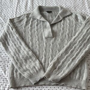 Philosophy Dane Lewis cashmere henley sweater, cable knit,light gray,size XL